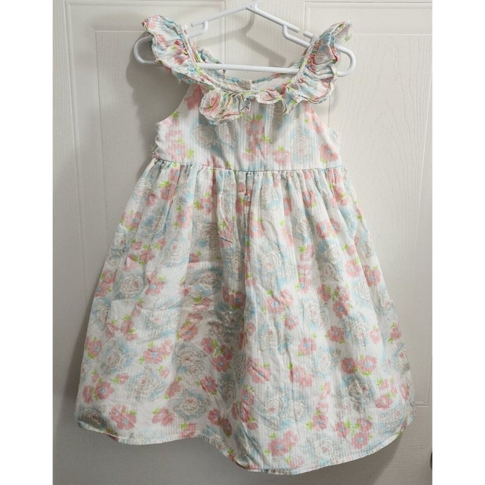 Laura Ashley Toddler Girl Sleeveless Dress Floral Cottagecore Garden Party Sz 3T
